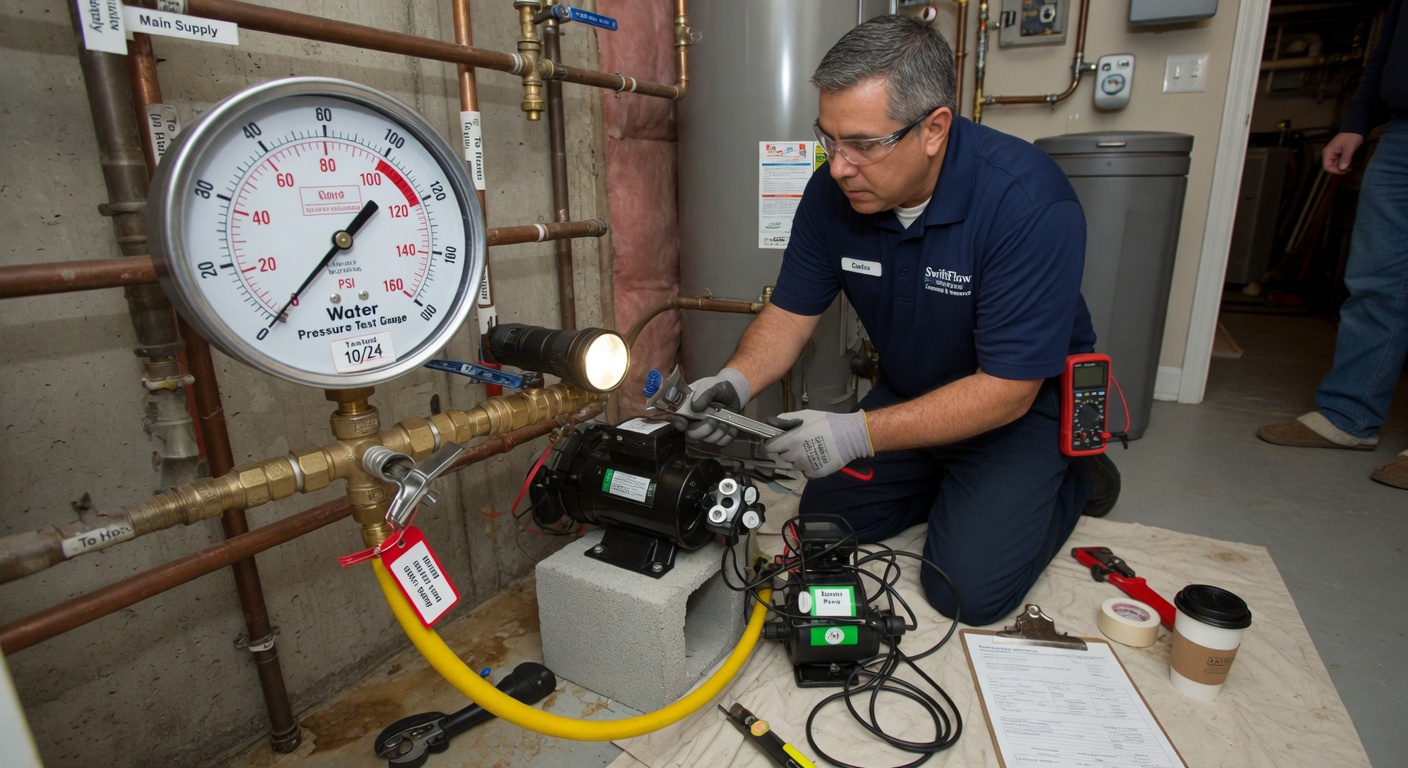 Plumber fixing low water pressure at a home